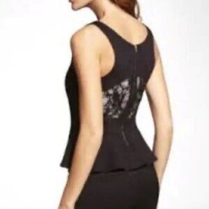 Express black lace back exposed zipper Peplum tank top blouse Women's size Small